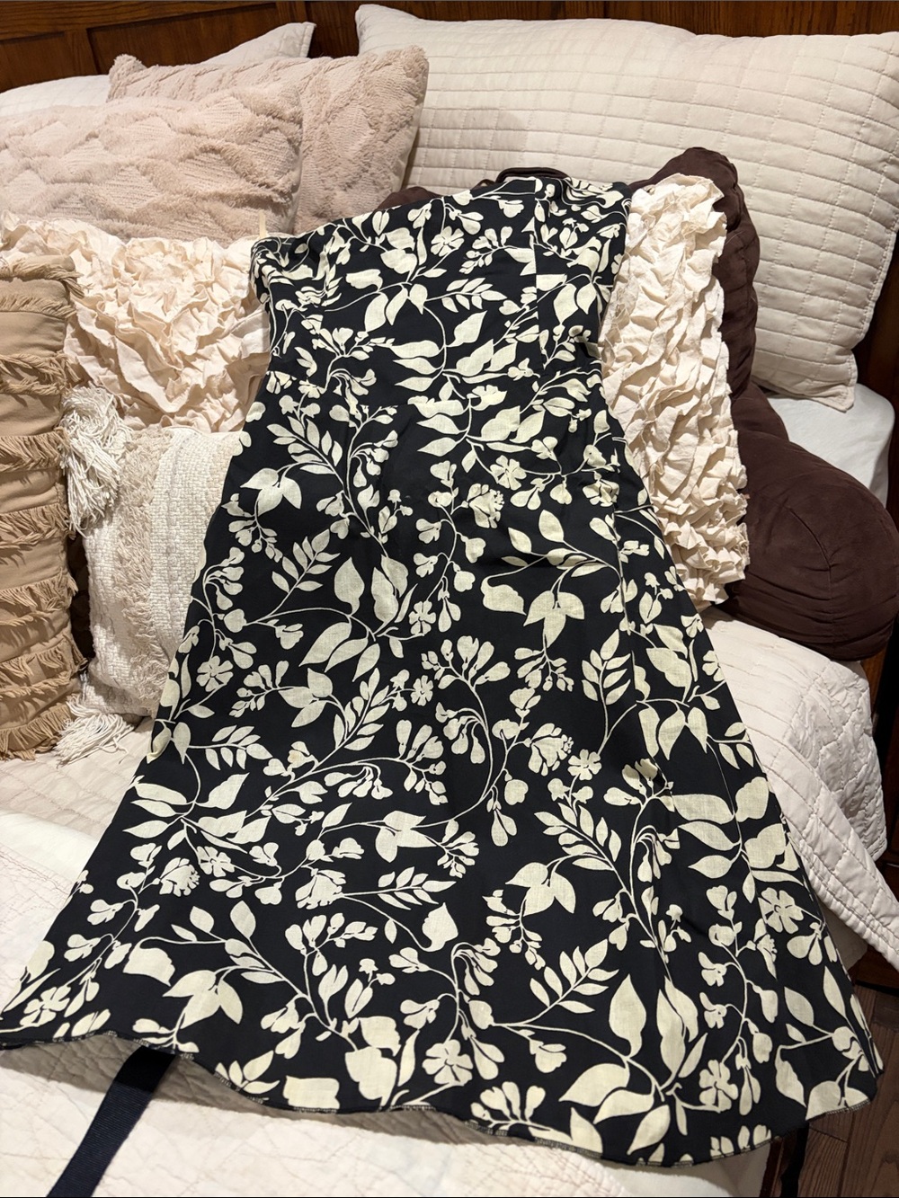 Forever Collectibles Black Maxi Dress with Cream Floral Print